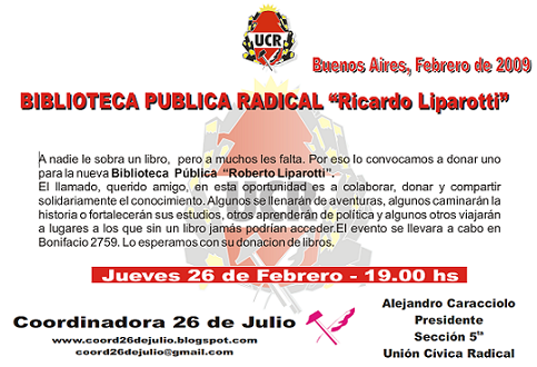 Inauguración de la Biblioteca Pública Radical \»Ricardo Liparotti\»