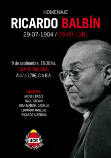 Homenaje a Ricardo Balbín en el 30º aniversario de su fallecimiento